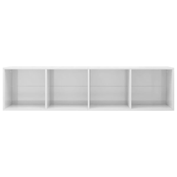 vidaXL Βιβλιοθήκη/Έπιπλο TV Γυαλιστερό Λευκό 36x30x143 εκ. Επεξ. Ξύλο