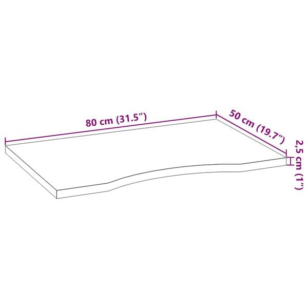 vidaXL Επιφάνεια Τραπεζιού Ορθογώνιος 80x50x2,5 εκ. Μασίφ Ξύλο Δρυός