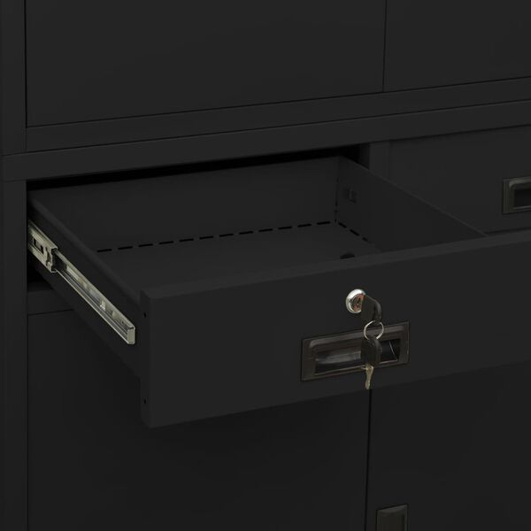 vidaXL Ντουλάπα Γραφείου Μαύρη 90 x 40 x 180 εκ. Ατσάλινη