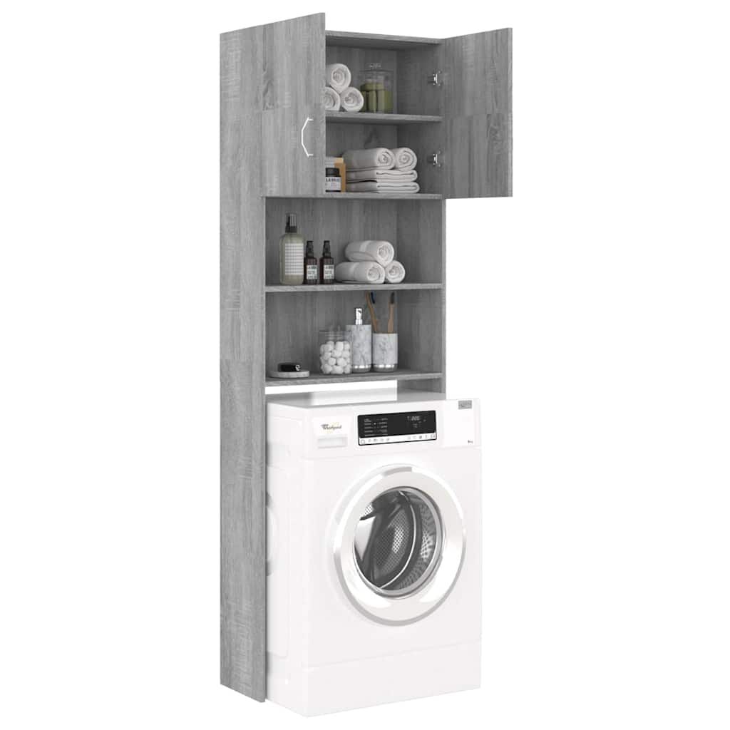 vidaXL Ντουλάπι Πλυντηρίου Γκρι Sonoma 64 x 25,5 x 190 εκ.
