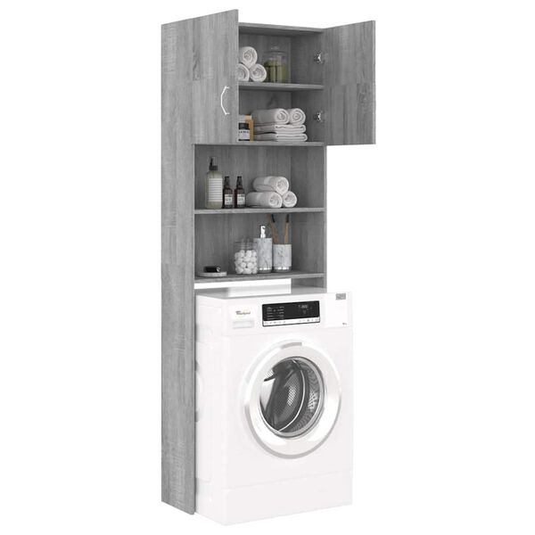 vidaXL Ντουλάπι Πλυντηρίου Γκρι Sonoma 64 x 25,5 x 190 εκ.