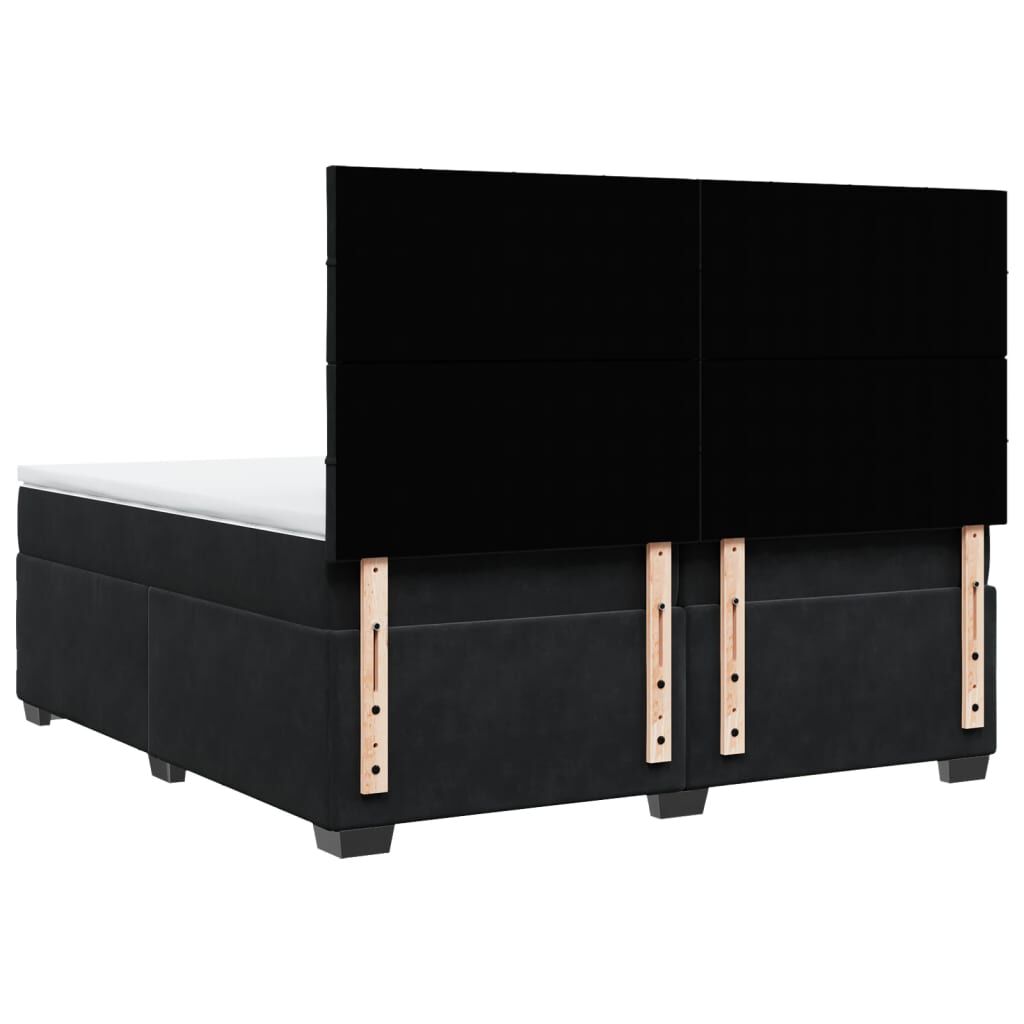 vidaXL Κρεβάτι Boxspring με Στρώμα Μαύρο 200x200 εκ. Βελούδινο