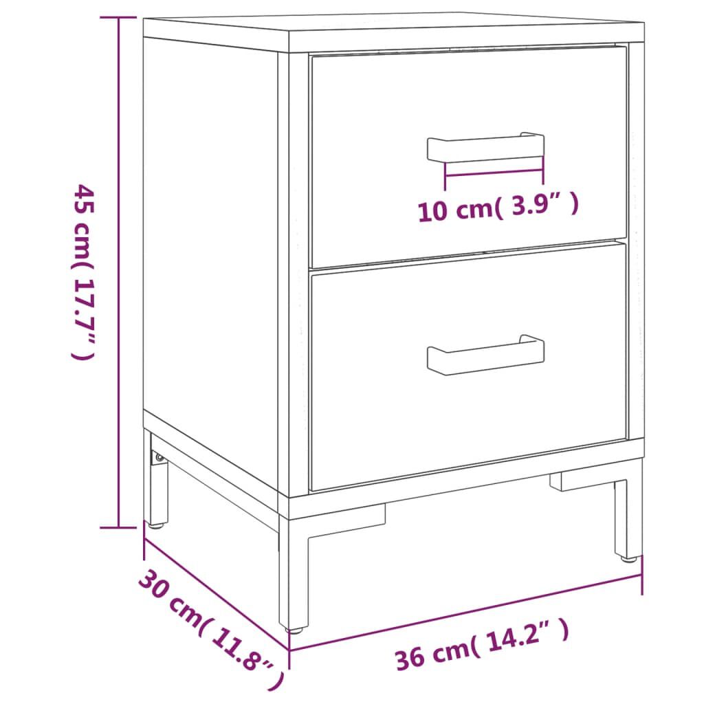 vidaXL Κομοδίνα 2 τεμ. 36 x 30 x 45 εκ. από Μασίφ Ξύλο Πεύκου