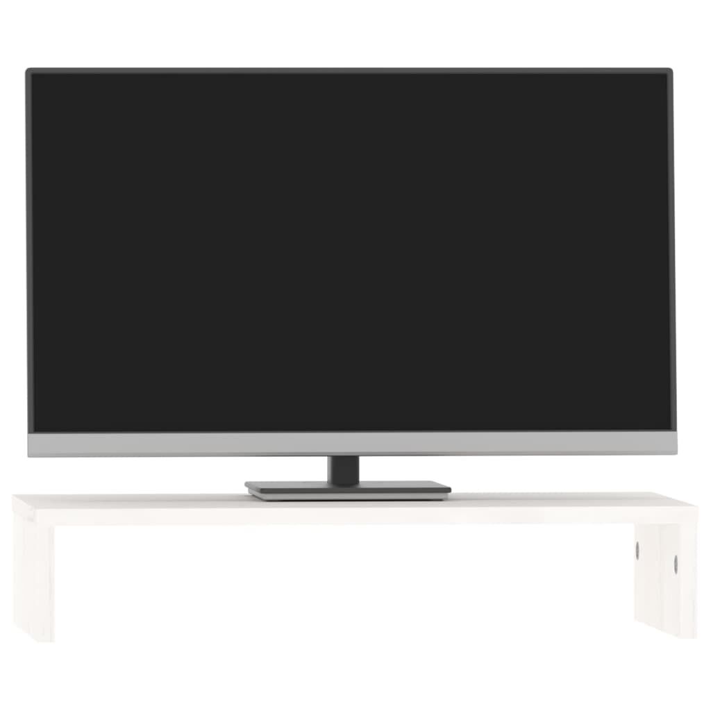 vidaXL Βάση Οθόνης Λευκή 50 x 27 x 10 εκ. από Μασίφ Ξύλο Πεύκου