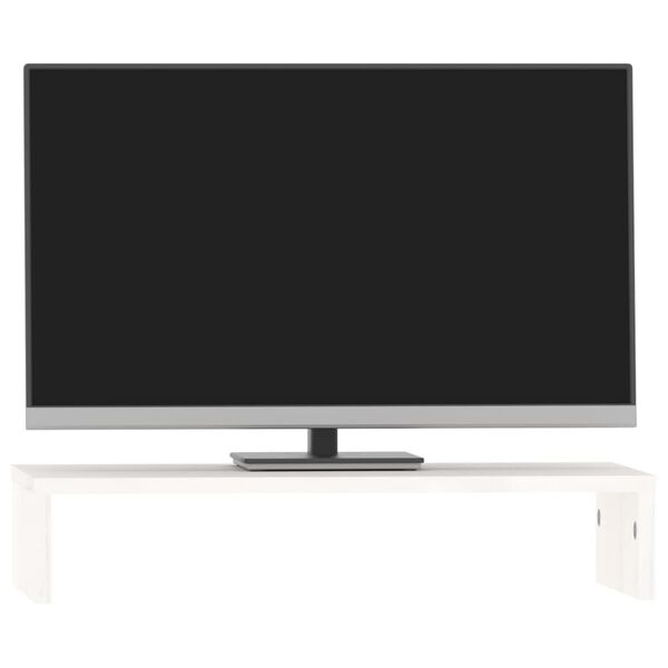 vidaXL Βάση Οθόνης Λευκή 50 x 27 x 10 εκ. από Μασίφ Ξύλο Πεύκου