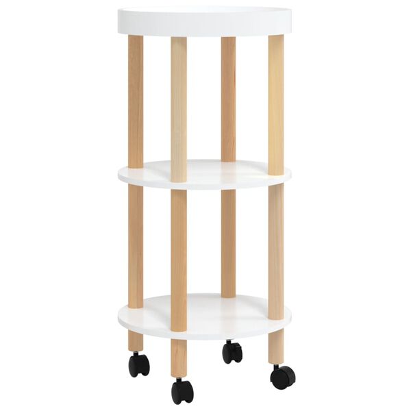 vidaXL Τρόλεϊ 3 Επιπέδων Λευκό 38 x 38 x 82 εκ. Επεξ. Ξύλο/Μασίφ Πεύκο
