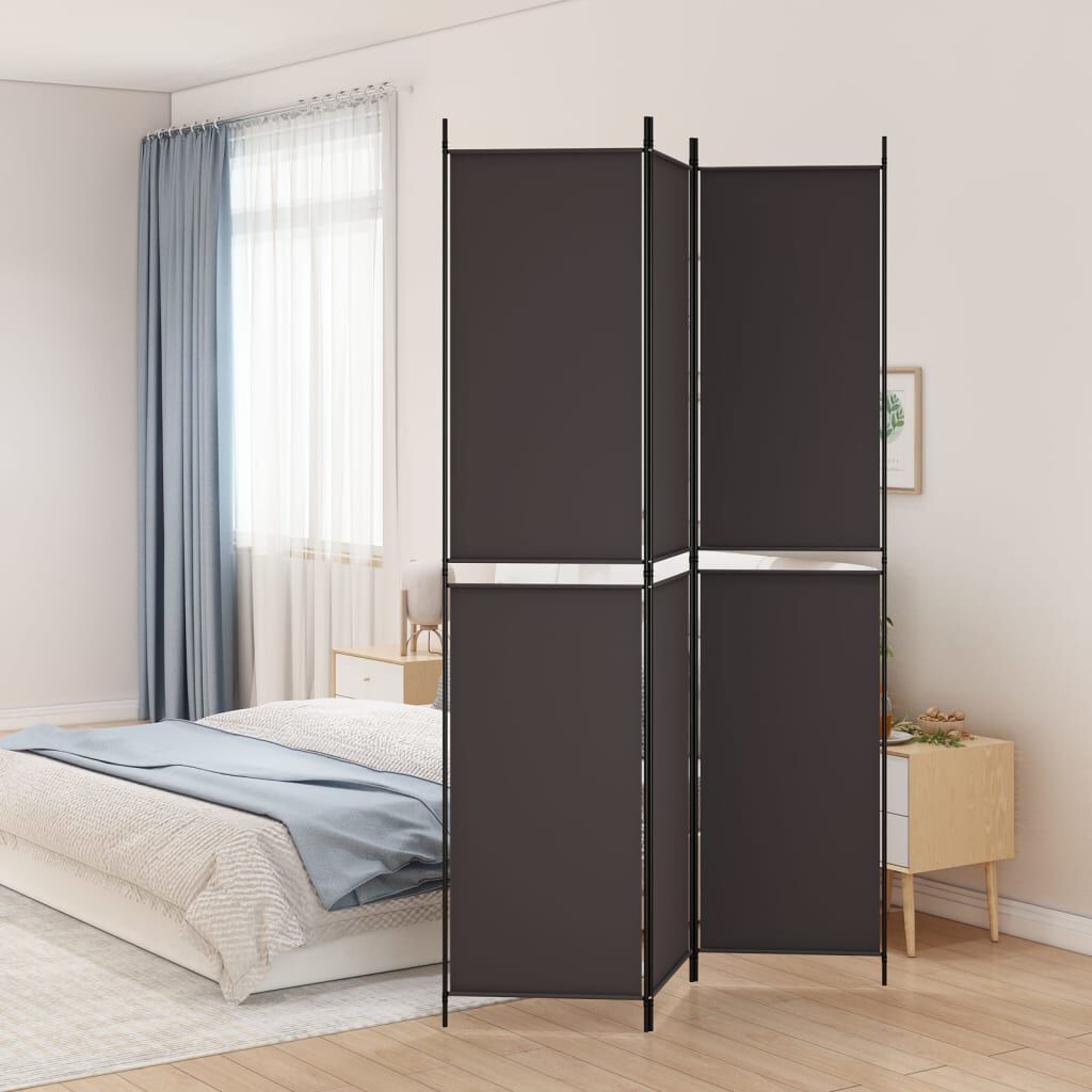 vidaXL Διαχωριστικό Δωματίου με 3 Πάνελ Καφέ 150x220 εκ. από Ύφασμα