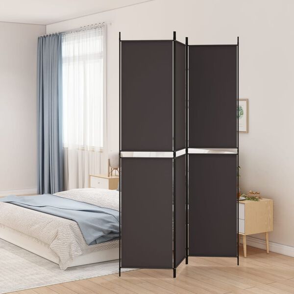 vidaXL Διαχωριστικό Δωματίου με 3 Πάνελ Καφέ 150x220 εκ. από Ύφασμα