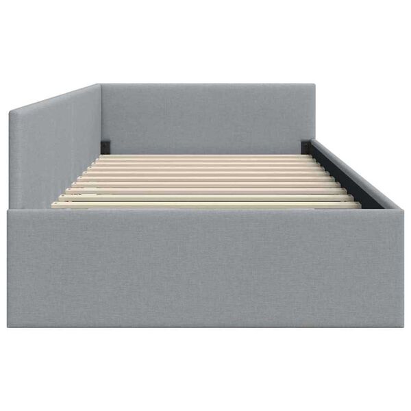 vidaXL Κρεβάτι Γωνίας Ανοιχτό γκρι 90 x 190 cm Ύφασμα και Έργο ξύλου
