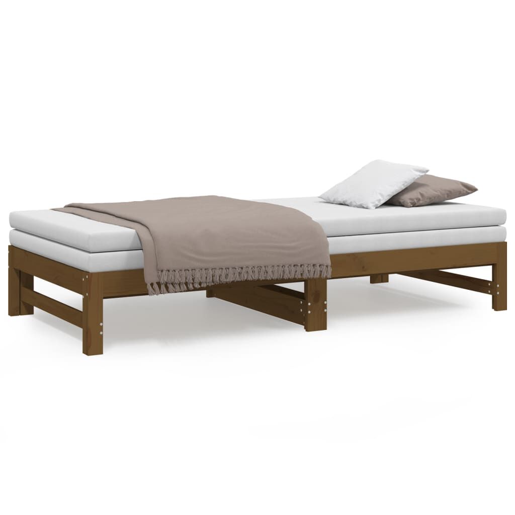 vidaXL Καναπές Κρεβάτι Συρόμενος Μελί 2x(90x190) εκ. Μασίφ Ξύλο Πεύκου