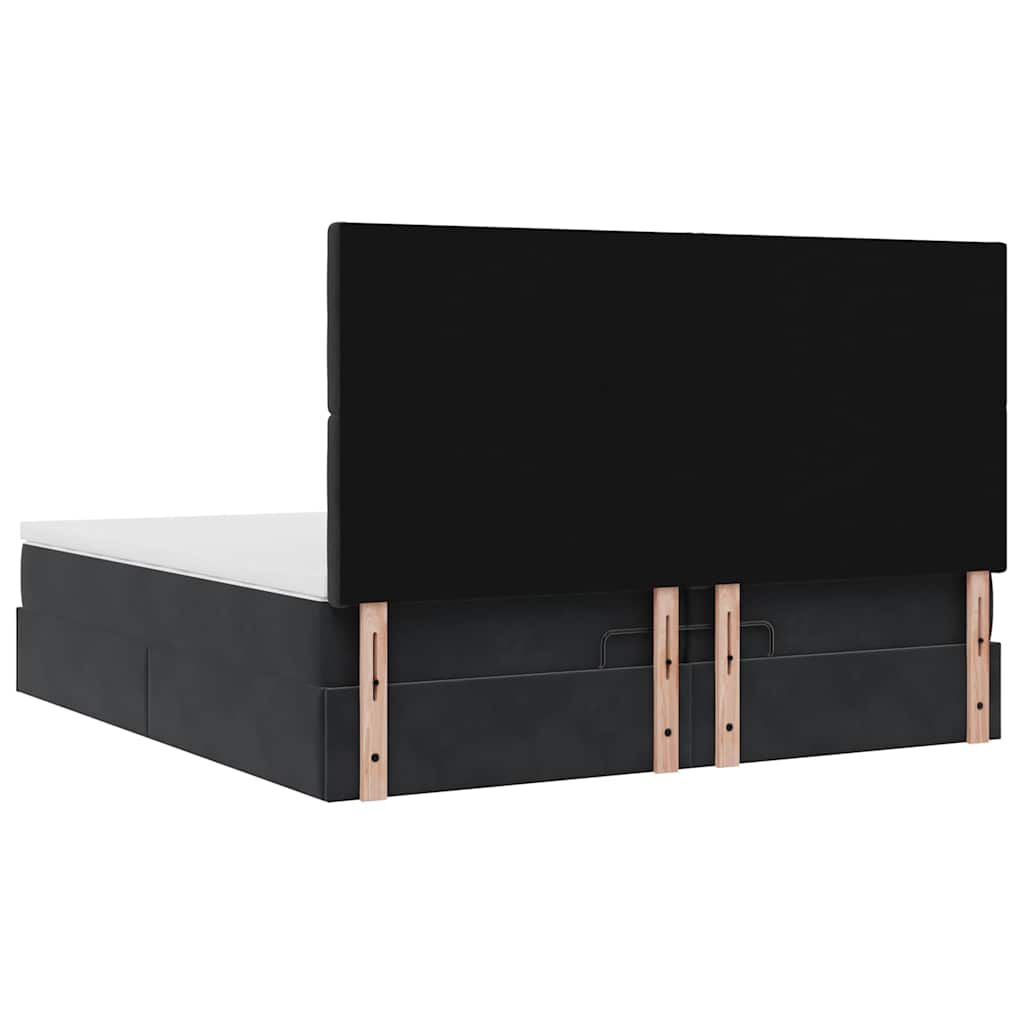 vidaXL Οθωμανικό κρεβάτι με στρώματα & LEDs Μαύρο 200x200cm Velvet