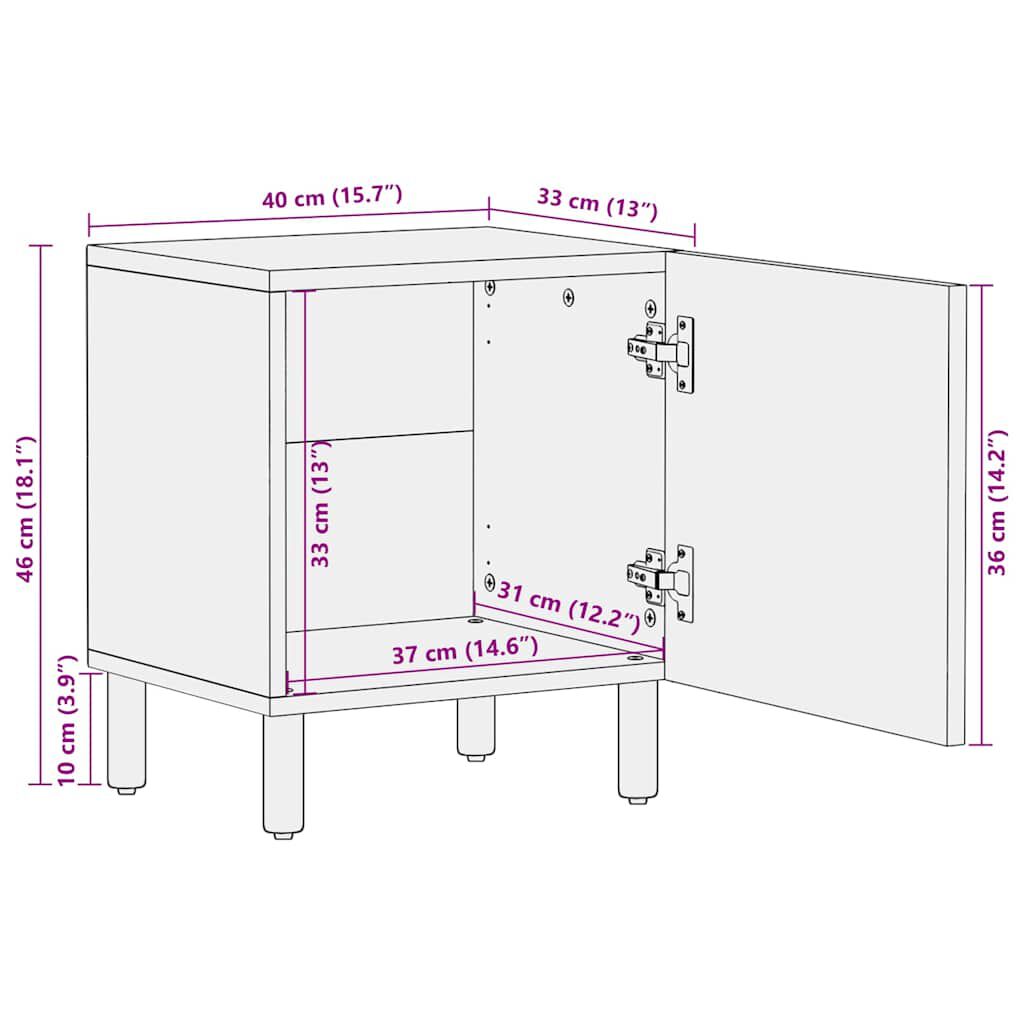 vidaXL Κομοδίνα 2 τεμάχια καφέ 40x33x46 cm από μασίφ ξύλο Mango