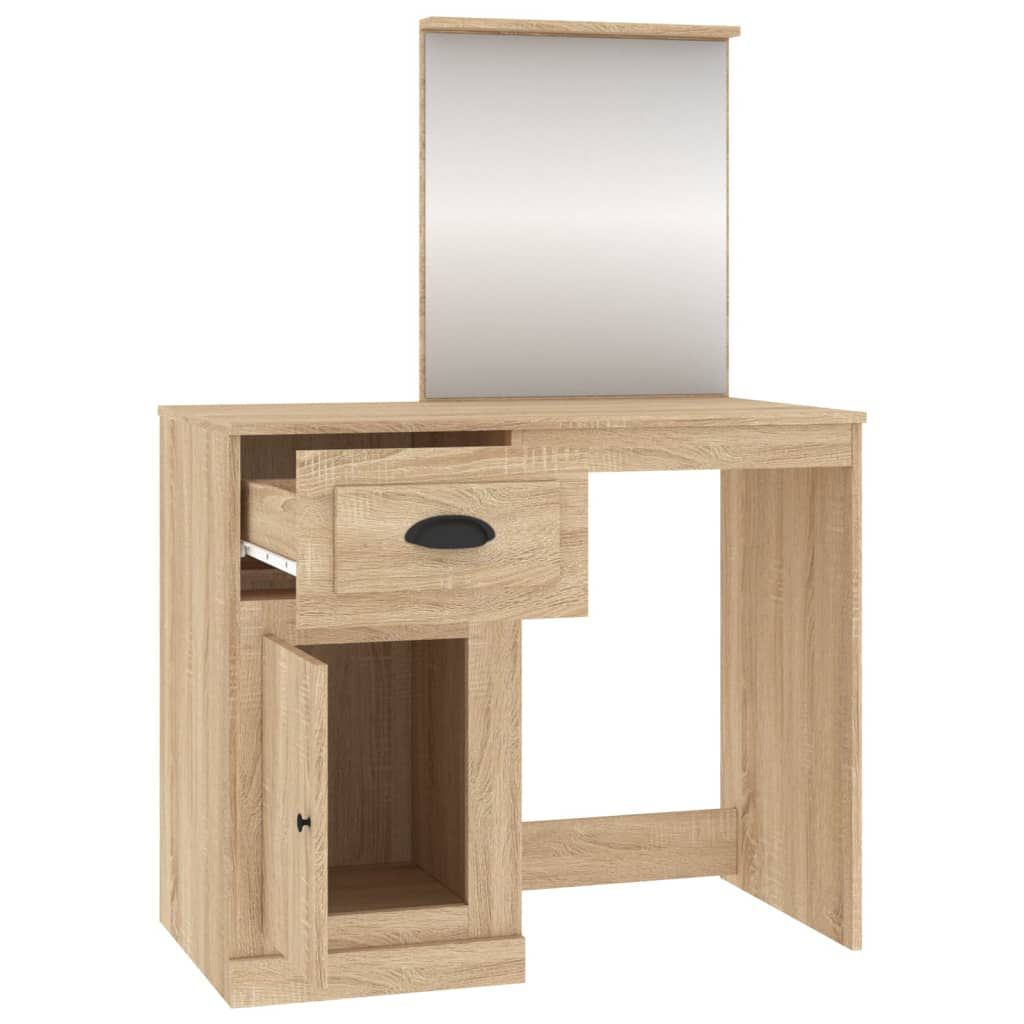 vidaXL Μπουντουάρ με Καθρέφτη Sonoma Δρυς 90x50x132,5 εκ. Επεξ. Ξύλο