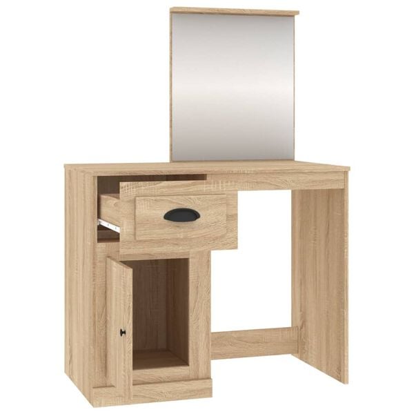 vidaXL Μπουντουάρ με Καθρέφτη Sonoma Δρυς 90x50x132,5 εκ. Επεξ. Ξύλο