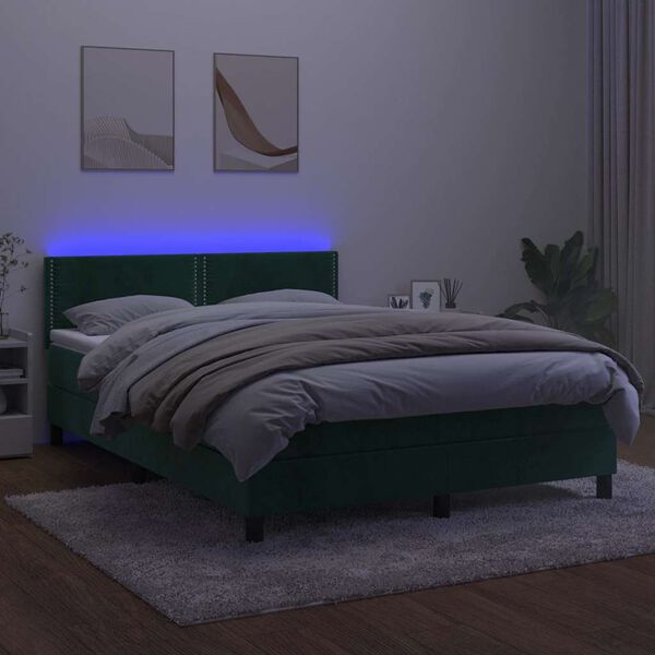 vidaXL &Kappa;&rho;&epsilon;&beta;ά&tau;&iota; Boxspring &mu;&epsilon; &Sigma;&tau;&rho;ώ&mu;&alpha; & LED &Sigma;&kappa;. &Pi;&rho;ά&sigma;&iota;&nu;&omicron; 140x200&epsilon;&kappa; &Beta;&epsilon;&lambda;&omicron;ύ&delta;&omicron;