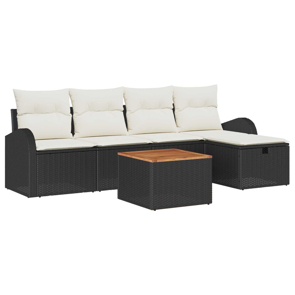 vidaXL Σετ Καναπέ Κήπου με μαξιλάρι 6 pcs Μαύρο Πολυ ράταν