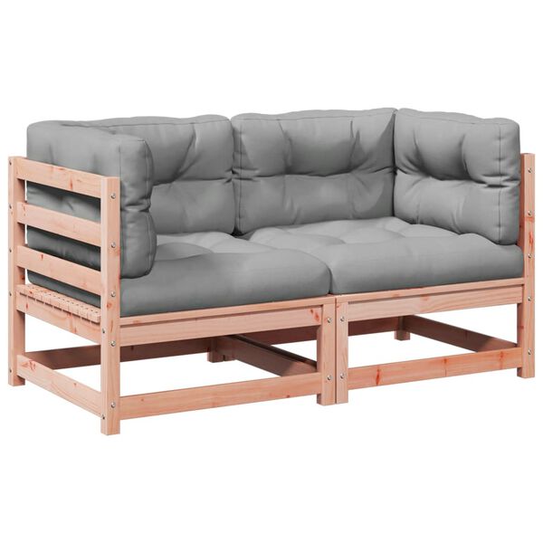 vidaXL Καναπές Κήπου Σετ 2 Τεμ. Μασίφ Ψευδοτσούγκα Ελάτης Μαξιλάρια