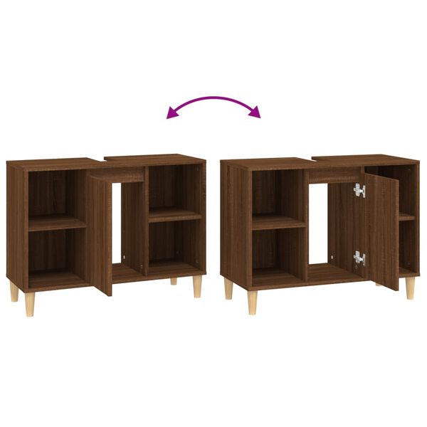 vidaXL Ντουλάπι Νιπτήρα Καφέ Δρυς 80 x 33 x 60 εκ. Επεξεργασμένο Ξύλο