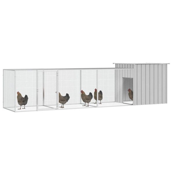 vidaXL Κοτέτσι - Κλουβί Γκρι 400x91x100 εκ. από Γαλβανισμένο Χάλυβα