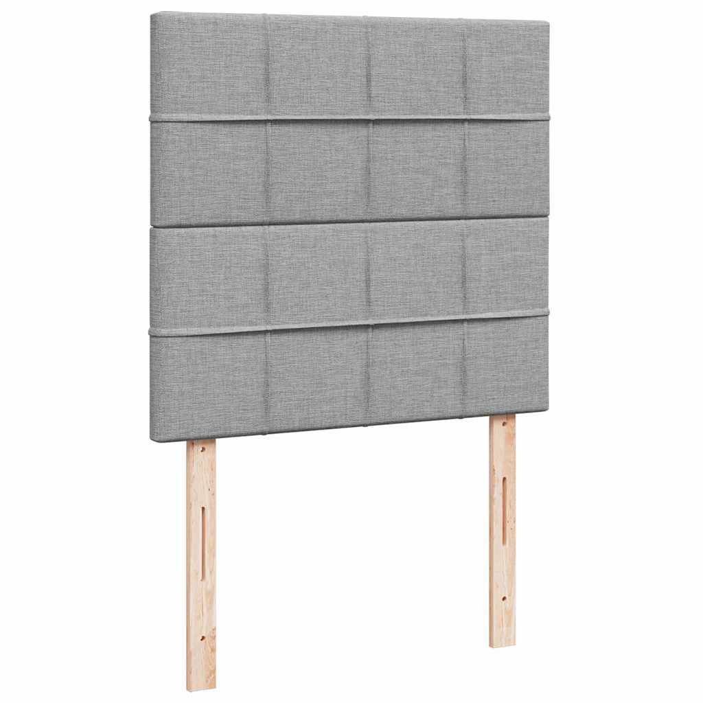 vidaXL Κρεβάτι Boxspring με Στρώμα Ανοιχτό Γκρι 90x200 εκ. Υφασμάτινο