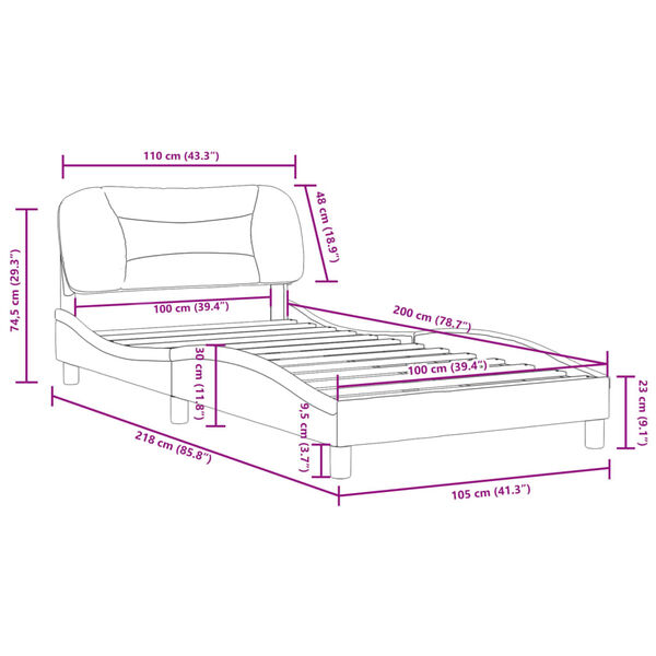 vidaXL Πλαίσιο Κρεβατιού με Κεφαλάρι Λευκό 100x200 εκ.Συνθετικό Δέρμα