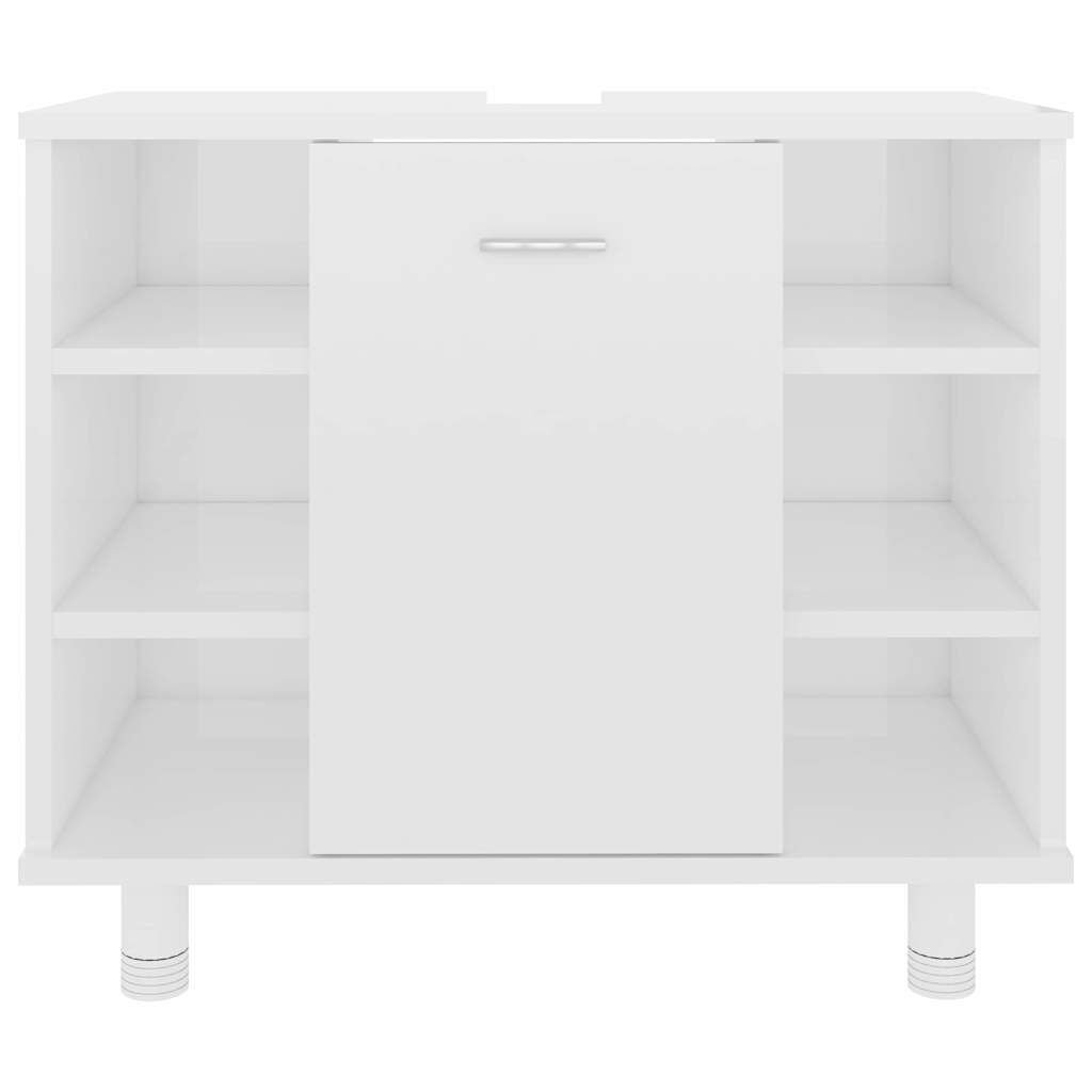 vidaXL Ντουλάπι Νιπτήρα Γυαλιστερό Λευκό 60x32x53,5 εκ. Επεξ. Ξύλο