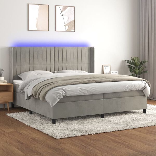 vidaXL &Kappa;&rho;&epsilon;&beta;ά&tau;&iota; Boxspring &mu;&epsilon; &Sigma;&tau;&rho;ώ&mu;&alpha; & LED &Alpha;&nu;.&Gamma;&kappa;&rho;&iota; 200x200 &epsilon;&kappa;. &Beta;&epsilon;&lambda;&omicron;ύ&delta;&iota;&nu;&omicron;
