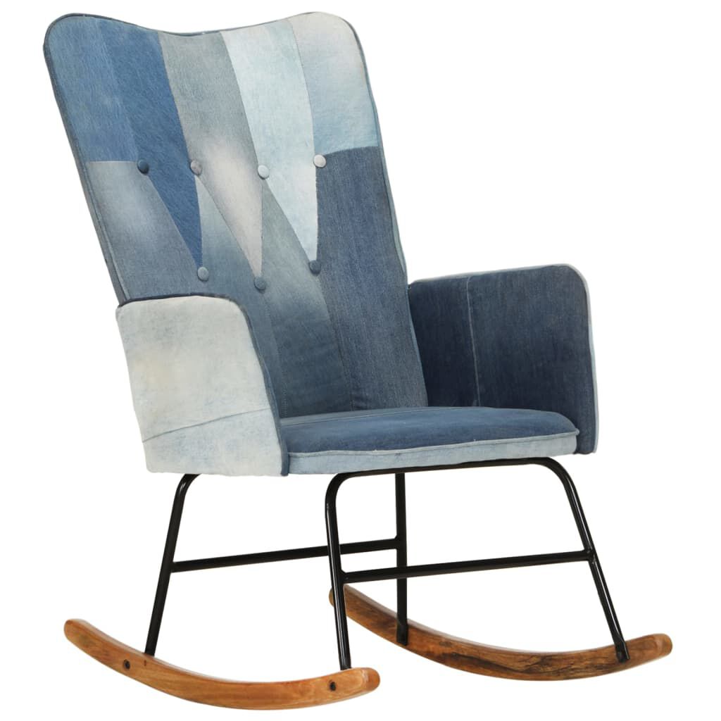 vidaXL Πολυθρόνα Κουνιστή Μπλε Denim Patchwork Καραβόπανο