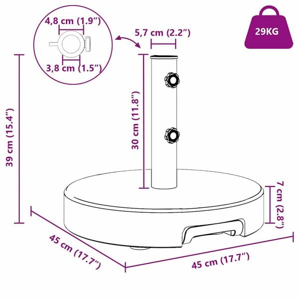vidaXL Βάση ομπρέλας Γκρι 45 x 45 x 37.5 εκ. Γρανίτης