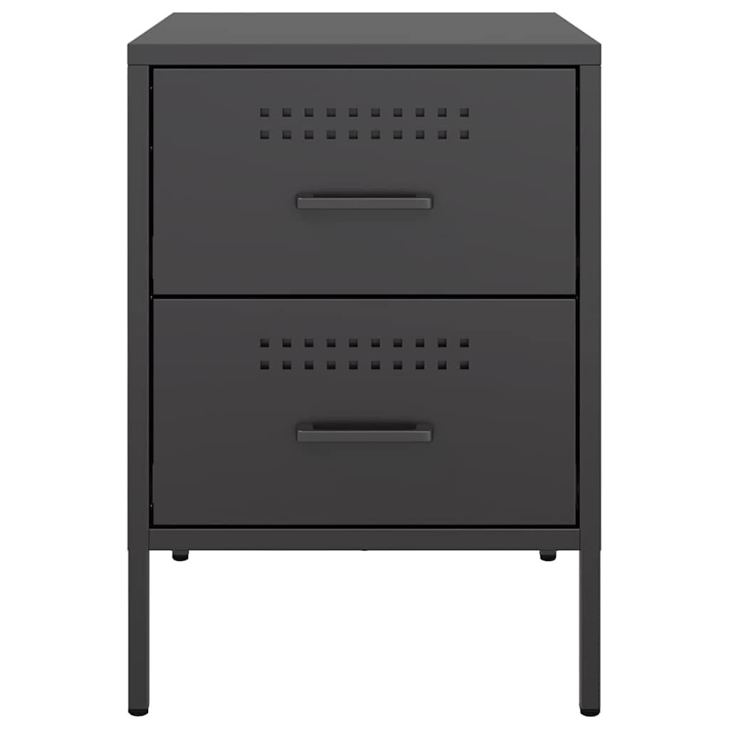 vidaXL Κομοδίνο Μαύρο 36x39x50,5 εκ. από Χάλυβα