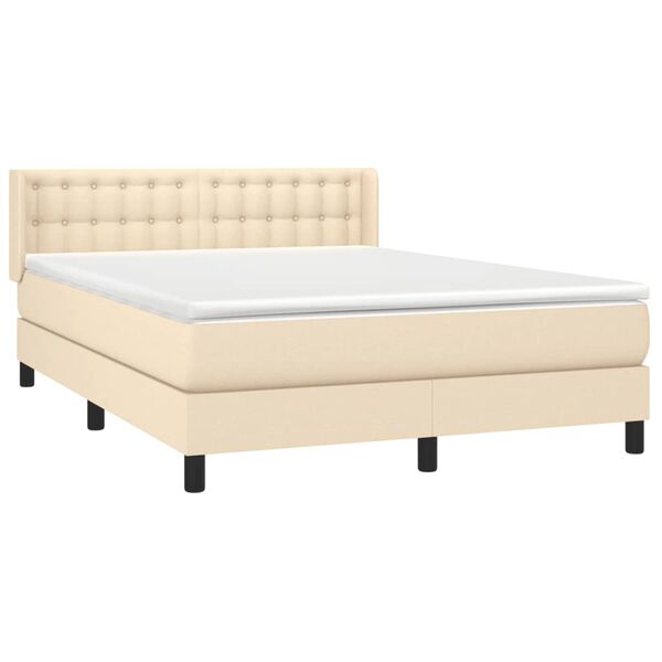 vidaXL &Kappa;&rho;&epsilon;&beta;ά&tau;&iota; Boxspring &mu;&epsilon; &Sigma;&tau;&rho;ώ&mu;&alpha; &Kappa;&rho;&epsilon;&mu; 140x190 &epsilon;&kappa;. &Upsilon;&phi;&alpha;&sigma;&mu;ά&tau;&iota;&nu;&omicron;