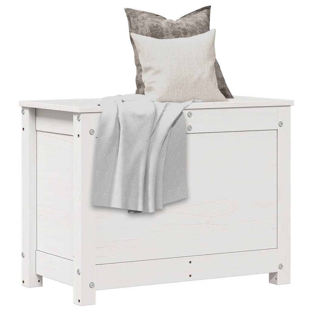 vidaXL Κουτί Αποθήκευσης Λευκό 60x32x45,5 εκ από Μασίφ Ξύλο Πεύκου