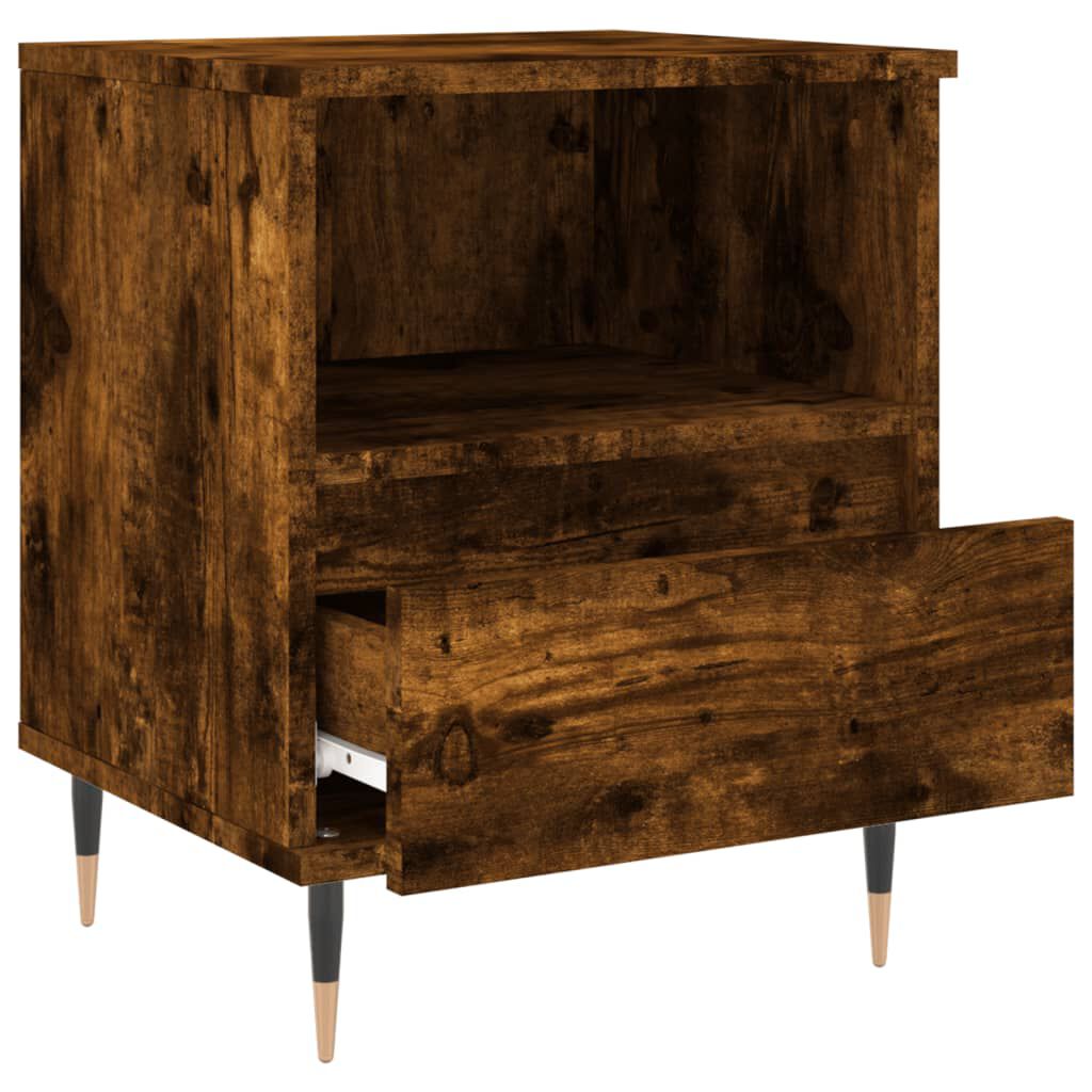 vidaXL Κομοδίνα 2 τεμ. Καπνιστή Δρυς 40 x 35 x 50 εκ. Επεξεργ. Ξύλο