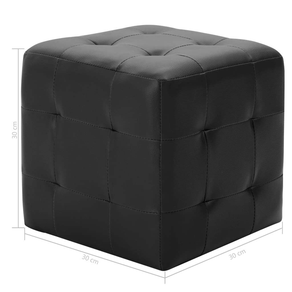 vidaXL Σκαμπό Πουφ 2 τεμ. Μαύρα 30 x 30 x 30 εκ. από Συνθετικό Δέρμα