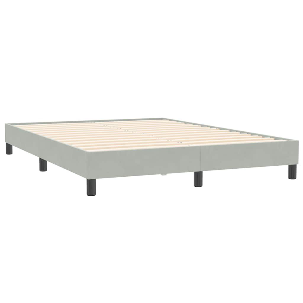 vidaXL Κρεβάτι Boxspring με Στρώμα Ανοιχτό Γκρι 140x210 εκ. Βελούδινο