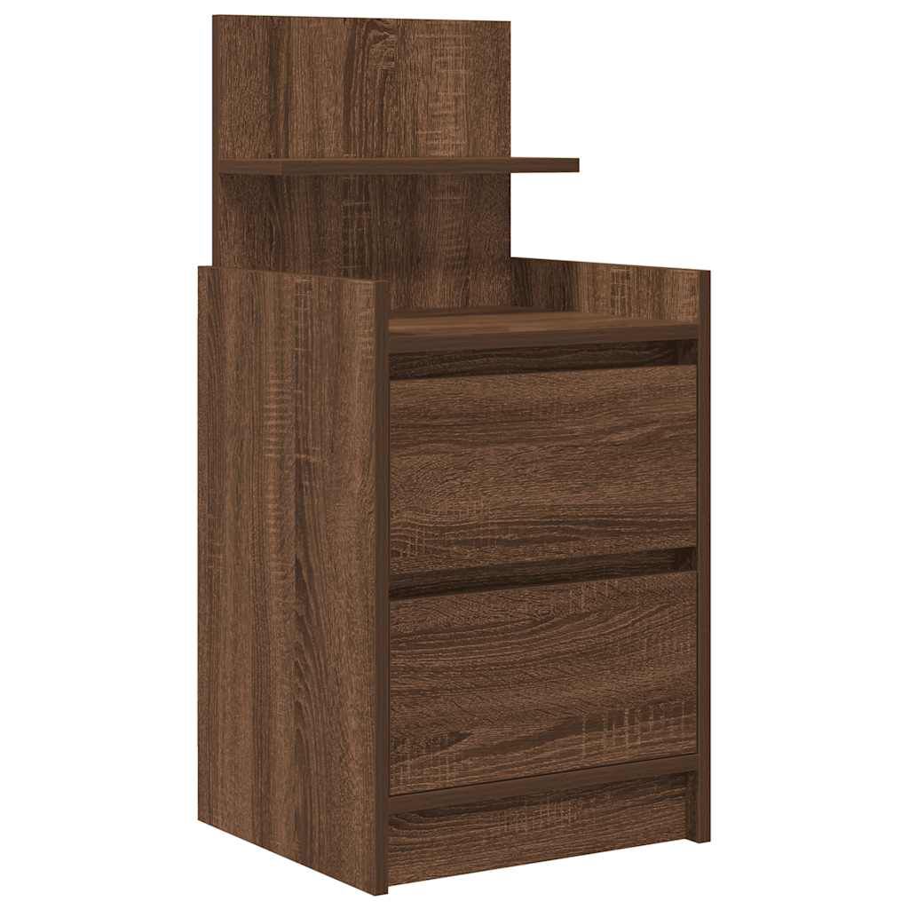 vidaXL Κομοδίνο με 2 συρτάρια Καφέ Δρυς 38x34x80 εκ.