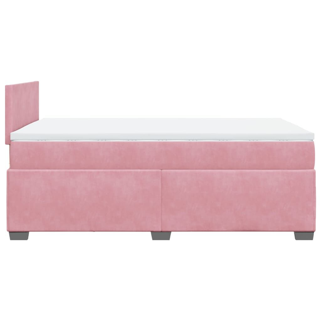 vidaXL Κρεβάτι Boxspring με Στρώμα Ροζ 120x200 εκ. Βελούδινο