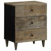 vidaXL κομοδίνο ντουλάπι ανοιχτό γκρι 50x33x60 cm μασίφ ξύλο Mango