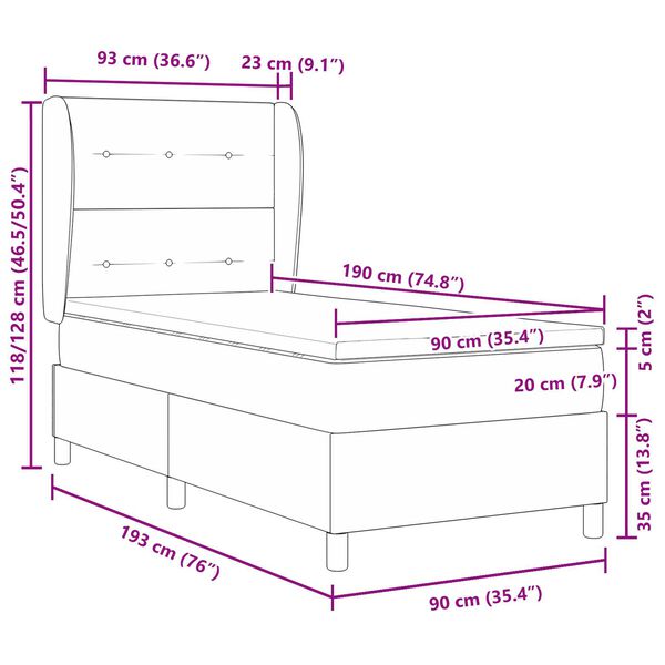 κρεβάτι box spring με στρώμα vidaXL σε σκούρο μπλε 90x190 εκ. βελούδο
