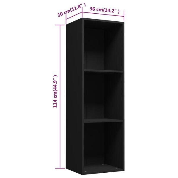 vidaXL Βιβλιοθήκη/Έπιπλο Τηλεόρασης Μαύρο 36x30x114 εκ. Μοριοσανίδα