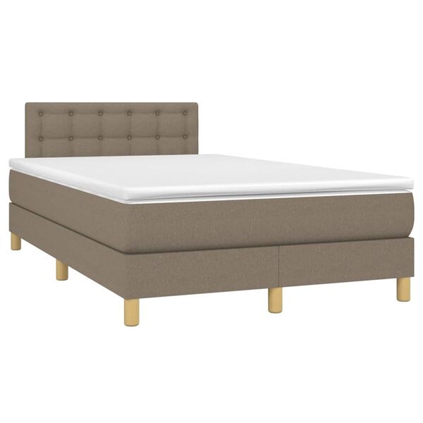vidaXL Κρεβάτι Boxspring με Στρώμα & LED Taupe 120x190 εκ. Υφασμάτινο