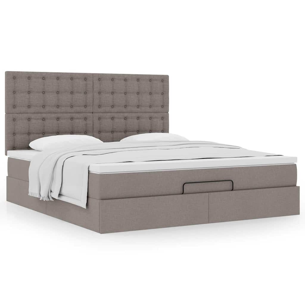 vidaXL Οθωμανικό κρεβάτι με στρώμα Taupe 180x200cm ύφασμα