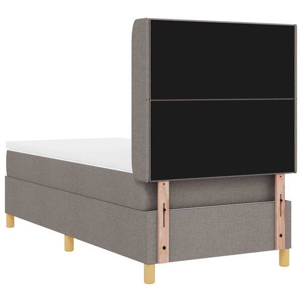 Κρεβάτι Box Spring με Στρώμα & LED Taupe 90x200 εκ. Υφάσμα