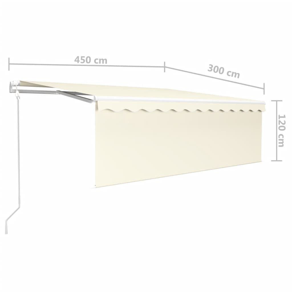 vidaXL Τέντα Αυτόματη με Σκίαστρο/LED/Αισθ. Ανέμου Κρεμ 4,5 x 3 μ.