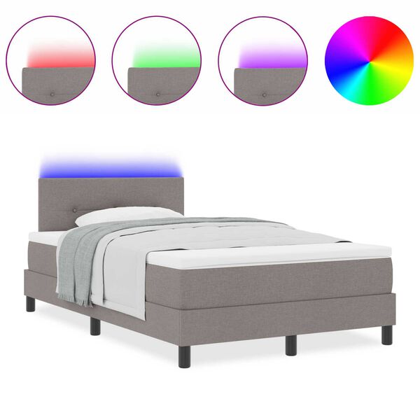 vidaXL Κρεβάτι Box Spring με Μαξιλάρι & LED Ταμπά 120x200 εκ. Υφάσματος
