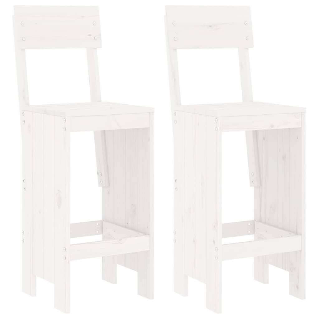 vidaXL Σκαμπό Μπαρ 2 τεμ. Λευκά 40 x 48,5 x 115,5εκ. Μασίφ Ξύλο Πεύκου