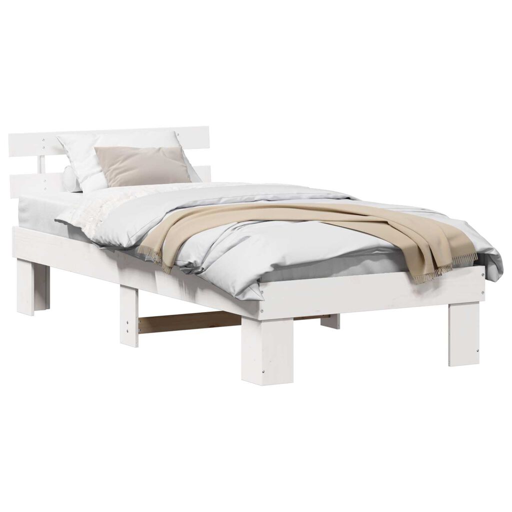 vidaXL Σκελετός Κρεβατιού Λευκό 90 x 190 cm Μασίφ ξύλο πεύκου