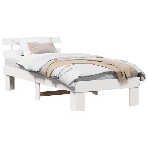 vidaXL Σκελετός Κρεβατιού Λευκό 90 x 190 cm Μασίφ ξύλο πεύκου