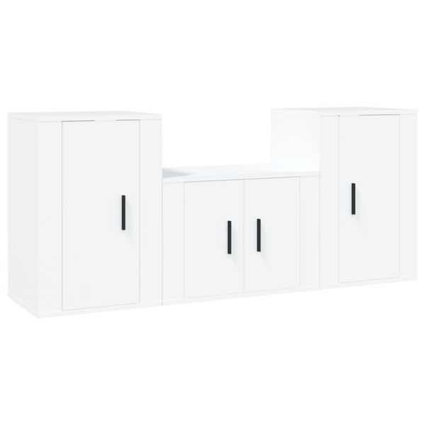 vidaXL Σετ Επίπλου Τηλεόρασης 3 Τεμαχίων Λευκό από Επεξεργασμένο Ξύλο