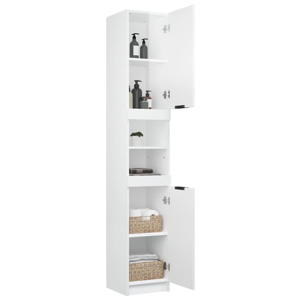 vidaXL Ντουλάπι Μπάνιου Γυαλιστερό Λευκό 32x34x188,5 εκ. Επεξεργ. Ξύλο